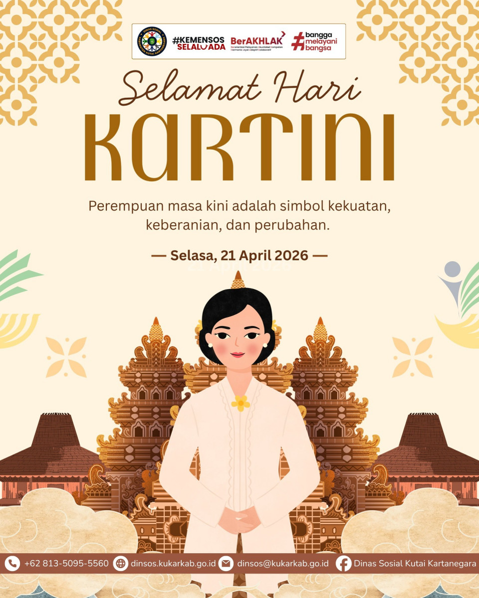 Dalam semangat perjuangan R.A. Kartini, mari kita terus menguatkan tekad untuk mewujudkan kesetaraan, pemberdayaan, dan kemajuan bangsa.
Hari Kartini bukan sekadar mengenang, tetapi momentum untuk meneguhkan komitmen bersama dalam membangun masyarakat yang adil, inklusif, dan berdaya.

"Habis gelap terbitlah terang."

Selamat Hari Kartini 2026. Semoga semangat beliau senantiasa menjadi inspirasi bagi kita semua.

#KartiniDay #KesetaraanGender #PerempuanBerdaya #BanggaJadiPerempuanIndonesia