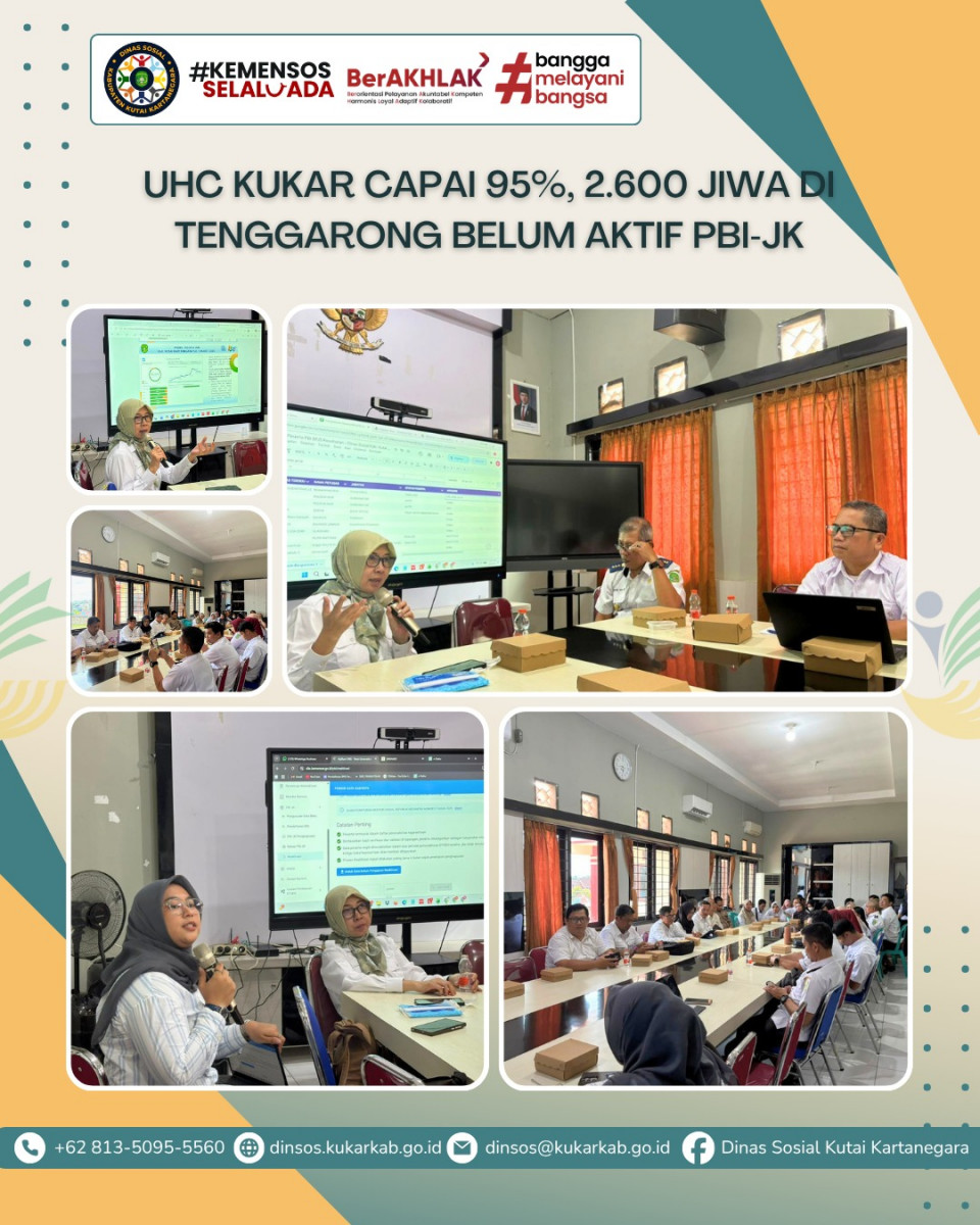 TENGGARONG, 8 April 2026 – Dinas Sosial Kabupaten Kutai Kartanegara menggelar Sosialisasi Keputusan Menteri Sosial Nomor 3/HUK/2026 tentang Penetapan Bantuan Iuran Jaminan Kesehatan (PBI‑JK) di Kecamatan Tenggarong. Kegiatan ini dihadiri oleh Camat Tenggarong, Sekretaris Camat, para Kasi Kesra, serta tim Puskesos Kecamatan Tenggarong.
.
.
.
.
.
Selengkapnya di : https://dinsos.kukarkab.go.id/index.php/2026/04/09/uhc-kukar-capai-95-2-600-jiwa-di-tenggarong-belum-aktif-pbi-jk/