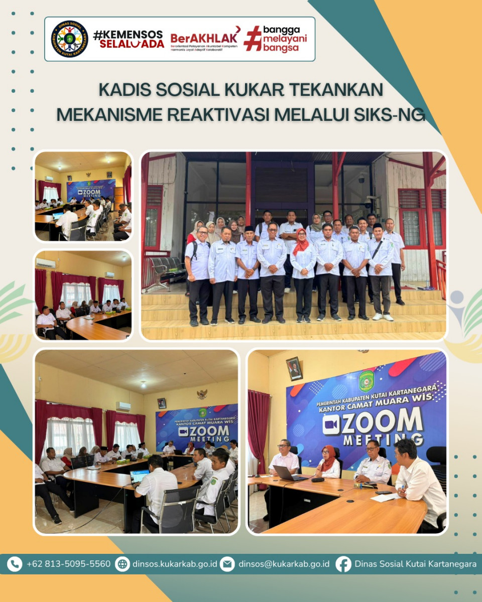 MUARA WIS, 15 April 2026 – Dinas Sosial Kabupaten Kutai Kartanegara melanjutkan rangkaian Sosialisasi Keputusan Menteri Sosial Nomor 3/HUK/2026 tentang Penetapan Bantuan Iuran Jaminan Kesehatan (PBI‑JK). Kegiatan berlangsung di Aula Kecamatan Muara Wis dan dihadiri oleh Camat Muara Wis, Sekretaris Camat, para Kasi Kesra, serta tim Puskesos Kecamatan Muara Wis.
.
.
.
.
.
Selengkapnya di : https://dinsos.kukarkab.go.id/index.php/2026/04/16/kadis-sosial-kukar-tekankan-mekanisme-reaktivasi-melalui-siks-ng/