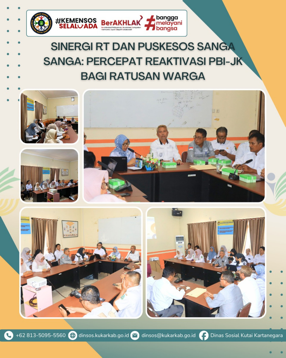 SANGA SANGA, 22 April 2026 – Dinas Sosial Kabupaten Kutai Kartanegara terus bergerak memastikan jaminan kesehatan masyarakat tetap terjamin. Kali ini, perhatian khusus tertuju pada Kecamatan Sanga Sanga, di mana tercatat sebanyak 602 jiwa kepesertaan BPJS PBI-JK dinonaktifkan oleh pemerintah pusat berdasarkan Keputusan Menteri Sosial Nomor 3/HUK/2026.
.
.
.
.
.
Selengkapnya di : https://dinsos.kukarkab.go.id/index.php/2026/04/23/sinergi-rt-dan-puskesos-sanga-sanga-percepat-reaktivasi-pbi-jk-bagi-ratusan-warga/