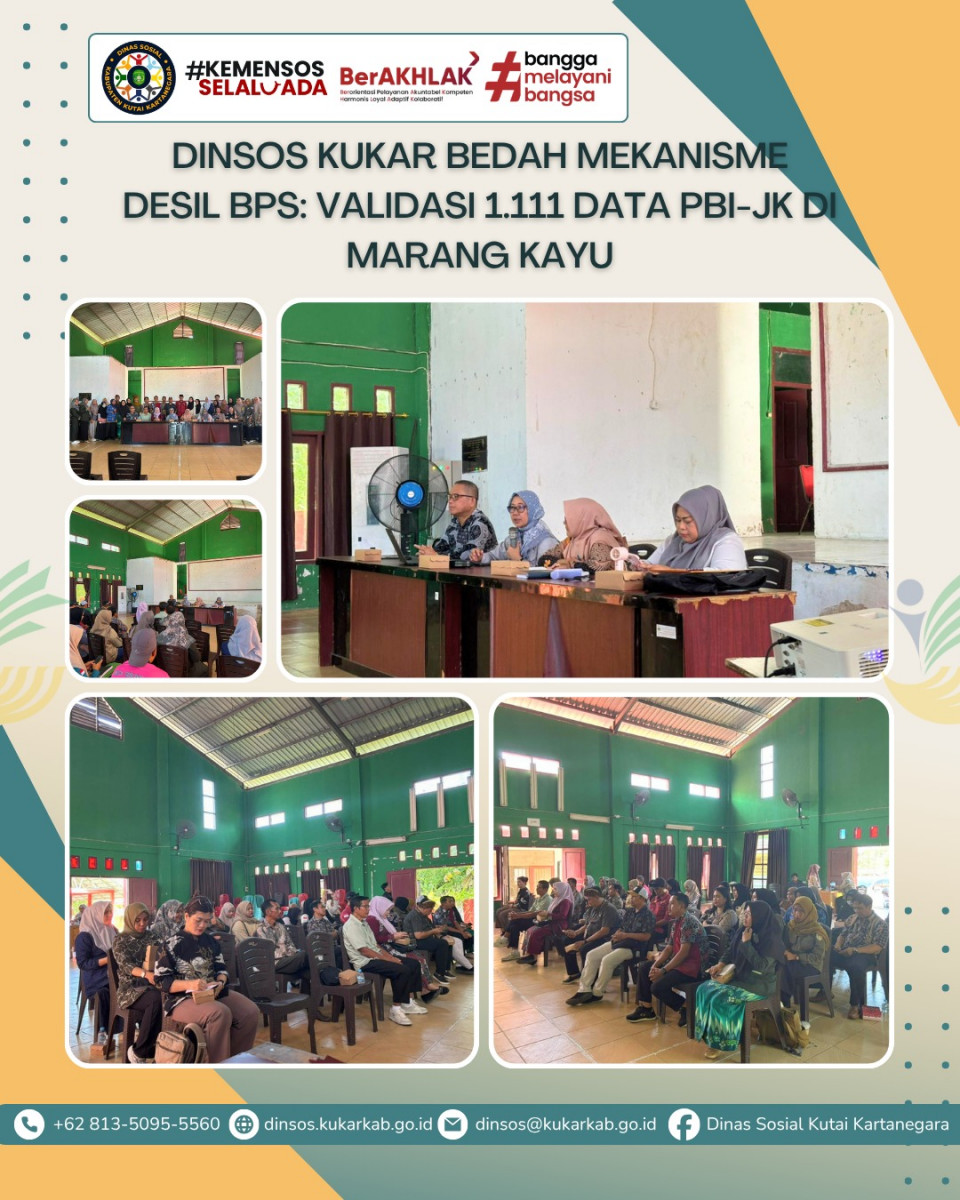 MARANG KAYU, 30 April 2025 – Dinas Sosial Kabupaten Kutai Kartanegara melanjutkan rangkaian sosialisasi reaktivasi jaminan kesehatan di Kecamatan Marang Kayu. Agenda ini menjadi krusial menyusul adanya 1.111 jiwa kepesertaan Penerima Bantuan Iuran Jaminan Kesehatan (PBI-JK) di wilayah tersebut yang dinonaktifkan oleh pemerintah pusat.
.
.
.
.
.
Selengkapnya di : https://dinsos.kukarkab.go.id/index.php/2026/04/30/dinsos-kukar-bedah-mekanisme-desil-bps-validasi-1-111-data-pbi-jk-di-marang-kayu/