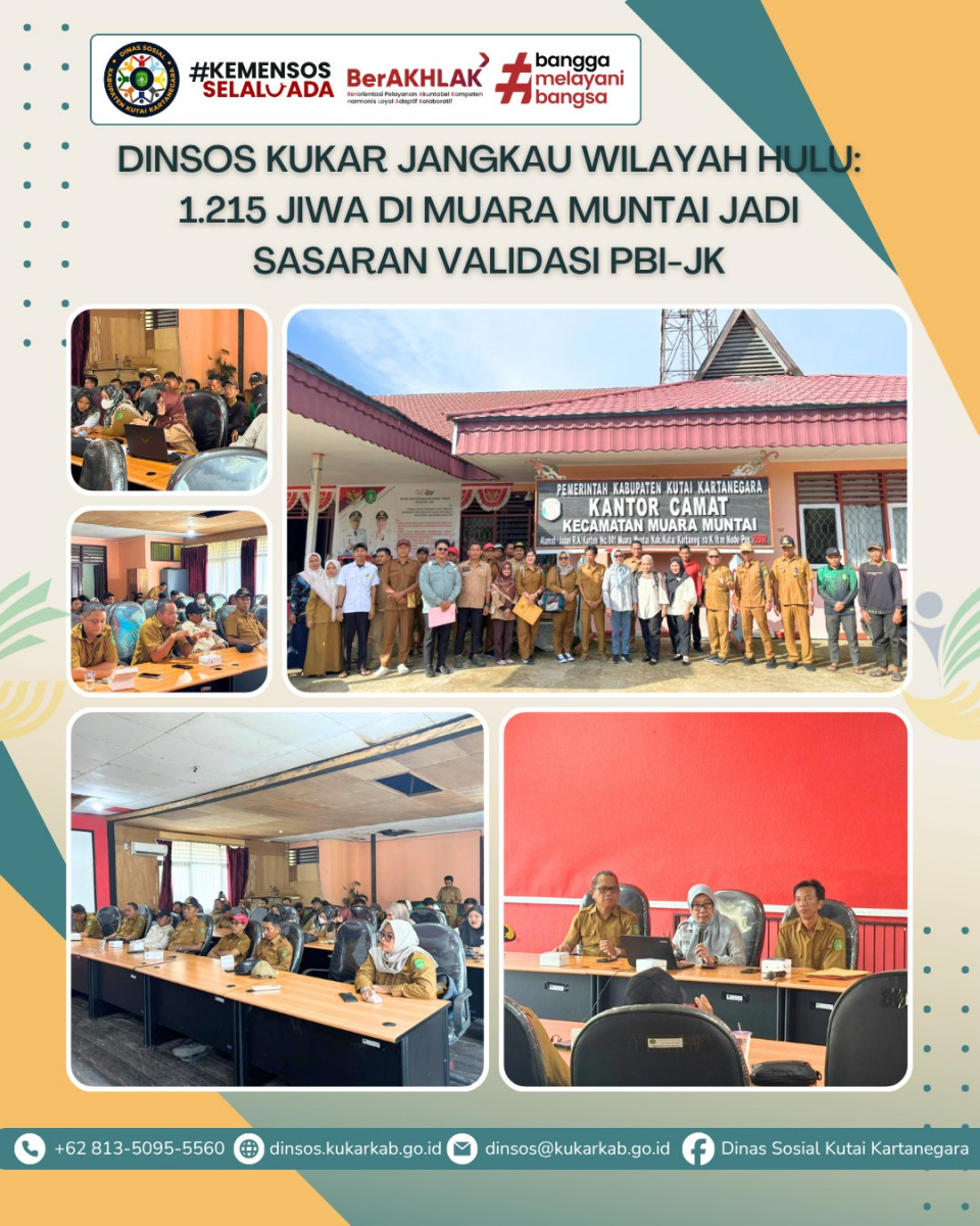 MUARA MUNTAI, 26 Mei 2026 – Dinas Sosial Kabupaten Kutai Kartanegara terus menunjukkan komitmennya dalam memeratakan perlindungan sosial hingga ke wilayah hulu kabupaten. Kali ini, perhatian serius diarahkan ke Kecamatan Muara Muntai, menyusul adanya penonaktifan 1.215 jiwa kepesertaan Penerima Bantuan Iuran Jaminan Kesehatan (PBI-JK) oleh pemerintah pusat.
.
.
.
.
.
Selengkapnya di : https://dinsos.kukarkab.go.id/index.php/2026/05/27/dinsos-kukar-jangkau-wilayah-hulu-1-215-jiwa-di-muara-muntai-jadi-sasaran-validasi-pbi-jk/